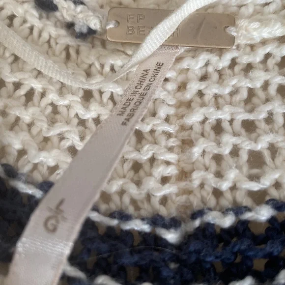 Free People Blue cream stripe cardigan - Picture 3 of 6